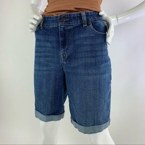 Women’s 14 High-Rise TALBOTS Wide-Leg 5 Pocket Bermuda Jean Shorts